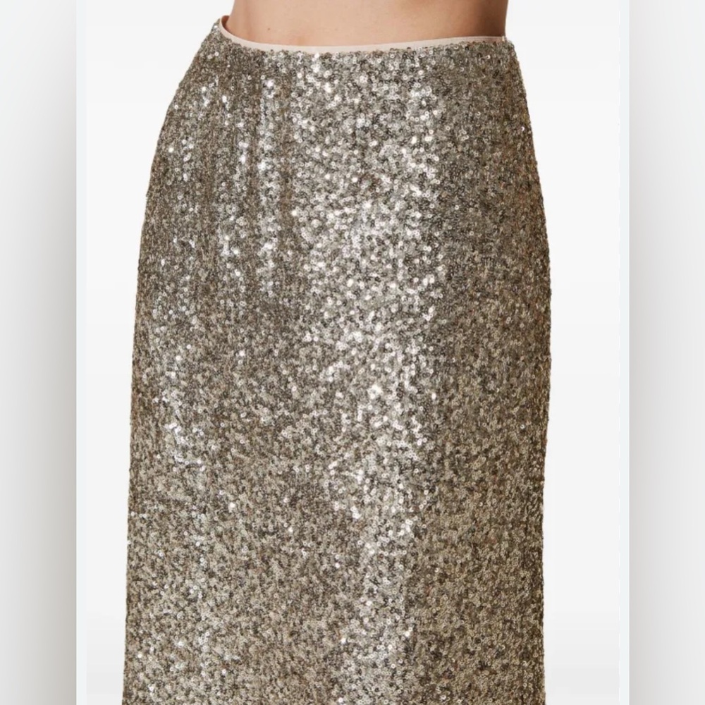 Chico's Sparkling Metallic Gold Pencil Skirt size 1